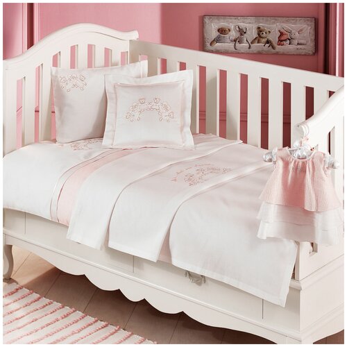 Family розовый детское белье в кроватку Tivolyo (белый-розовый), Детский (в кроватку)