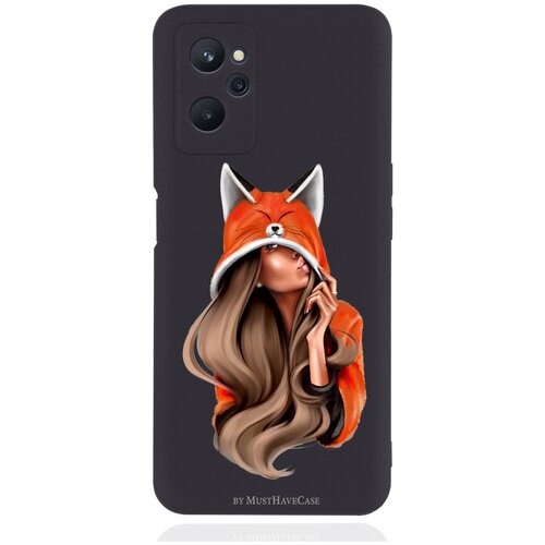 Черный силиконовый чехол для Realme 9i Foxy Girl/ Лисичка