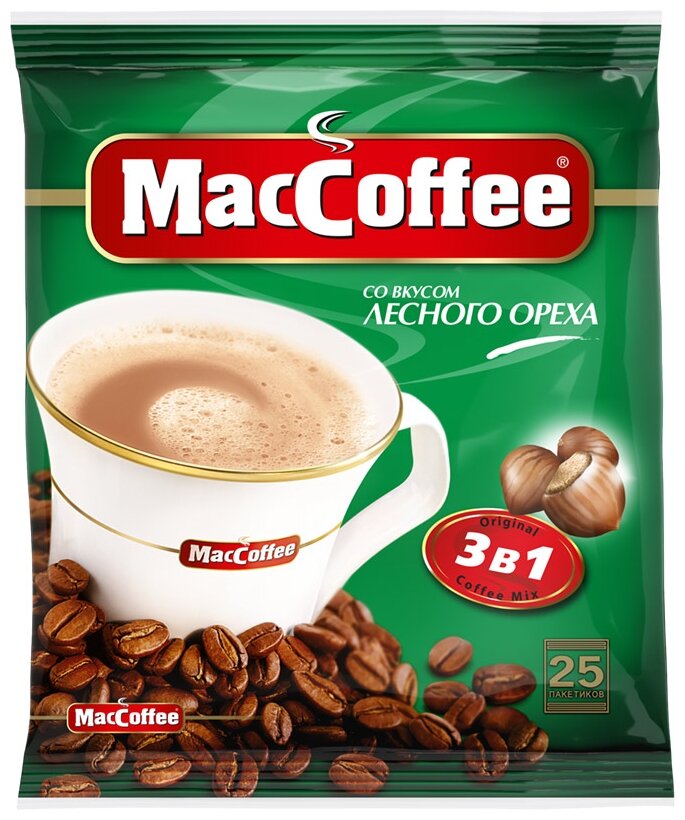 Растворимый кофе MacCoffee 3 в 1, в пакетиках, 25 уп., 450 г