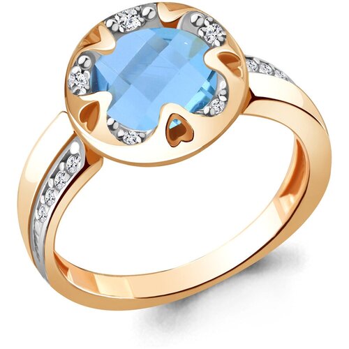 фото Кольцо diamant online, серебро, 925 проба, золочение, турмалин, фианит, размер 18