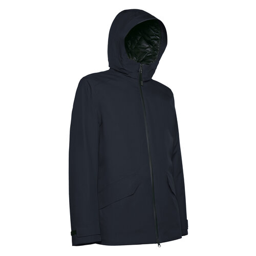  куртка GEOX Clintford демисезонная, силуэт прямой, воздухопроницаемая, водонепроницаемая, ветрозащитная, карманы, капюшон, размер 56, синий