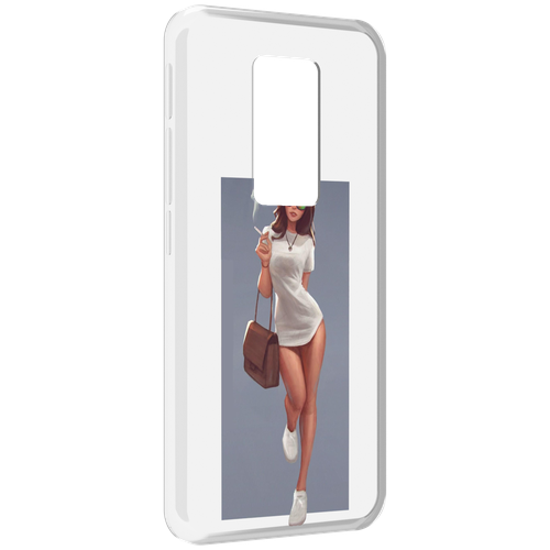 Чехол MyPads девушка-в-белой-футболке женский для Motorola Defy 2021 задняя-панель-накладка-бампер