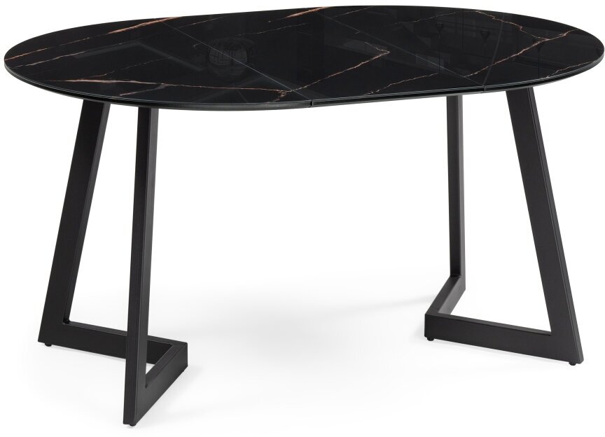 Стеклянный стол Woodville Алингсос 100(140)х100х76 обсидиан / черный