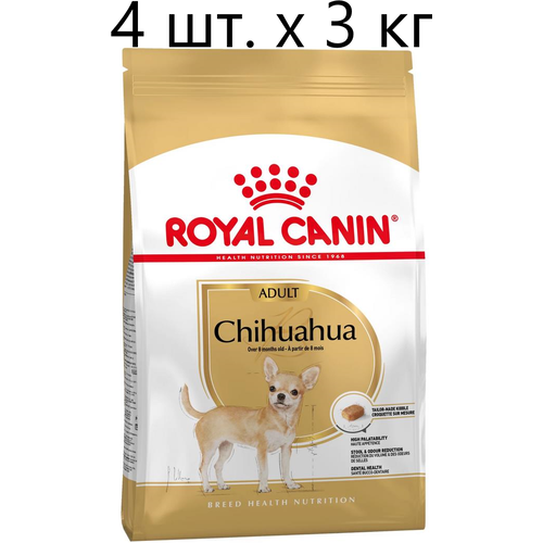 сухой корм для собак чихуахуа 8 месяцев royal canin chihuahua adult 500 г Сухой корм для собак Royal Canin Chihuahua Adult, для чихуахуа, для ухода за ротовой полостью, 4 шт. х 3 кг