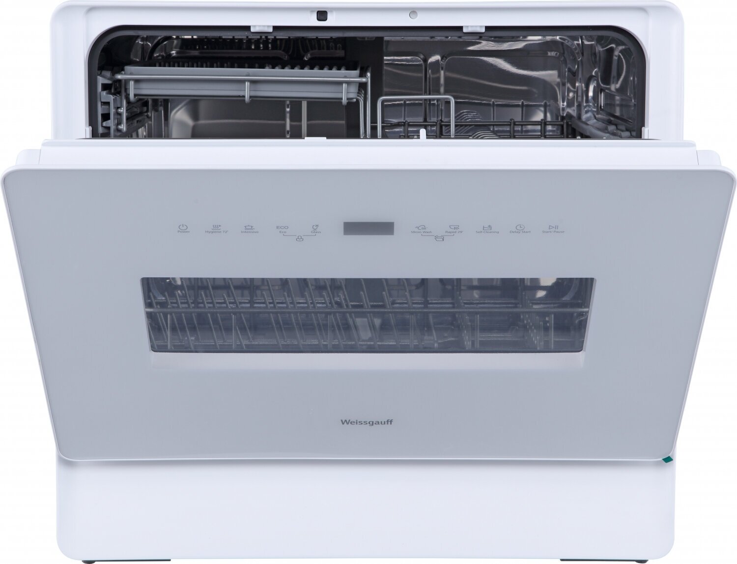 Настольная посудомоечная машина с авто-открыванием Weissgauff TDW 5035 D Slim,3 года гарантии, 5 комплектов посуды, 7 программ, быстрая, стерилизация, сенсорное управление, блокировка от детей, таймер
