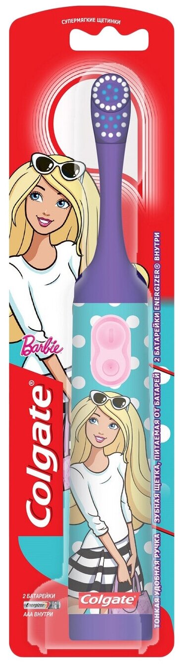 Colgate Детская зубная щетка на присоске Barbie 5+ фиолетовая - фотография № 1