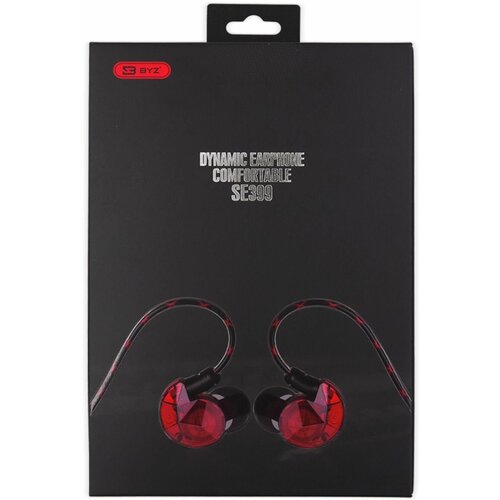 Наушники проводные BYZ SE399 вакуумные с микрофоном 12 метра красный 111200₽