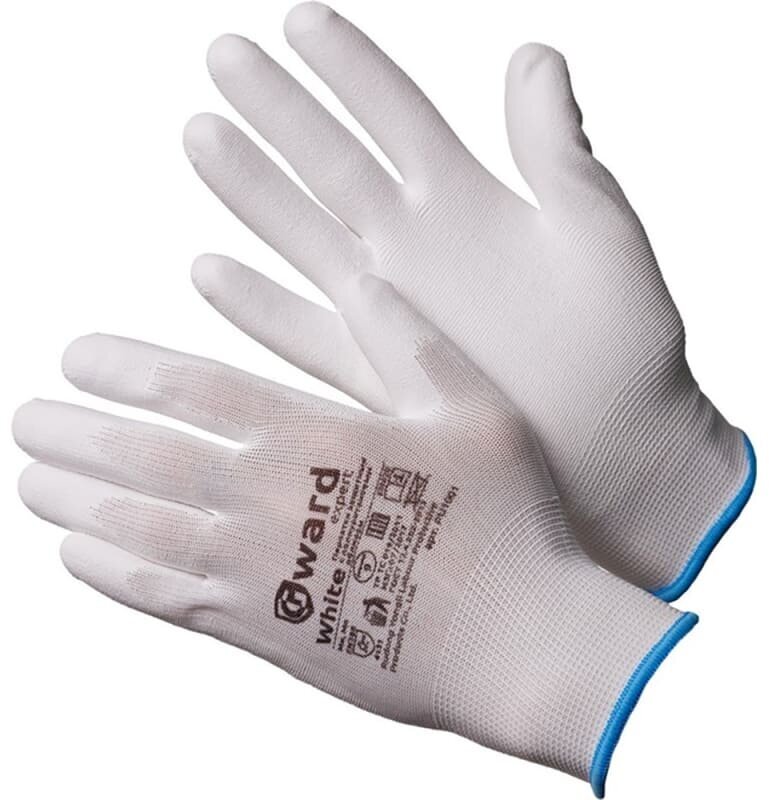 Защитные перчатки из нейлона с полиуретаном Gward White размер 8 пар 12 - фотография № 10