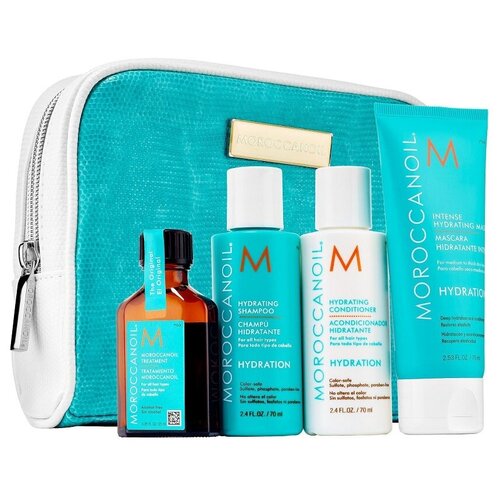 фото Moroccanoil travel set kit hydration - мороканойл трэвел сет кит дорожный набор "увлажнение" шампунь + кондиционер + маска + масло, 70+70+75+25 мл -