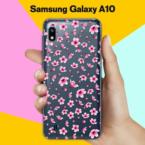 Силиконовый чехол Цветы розовые на Samsung Galaxy A10 жидкий чехол с блестками акварельные розовые цветы на samsung galaxy a91 самсунг галакси а91