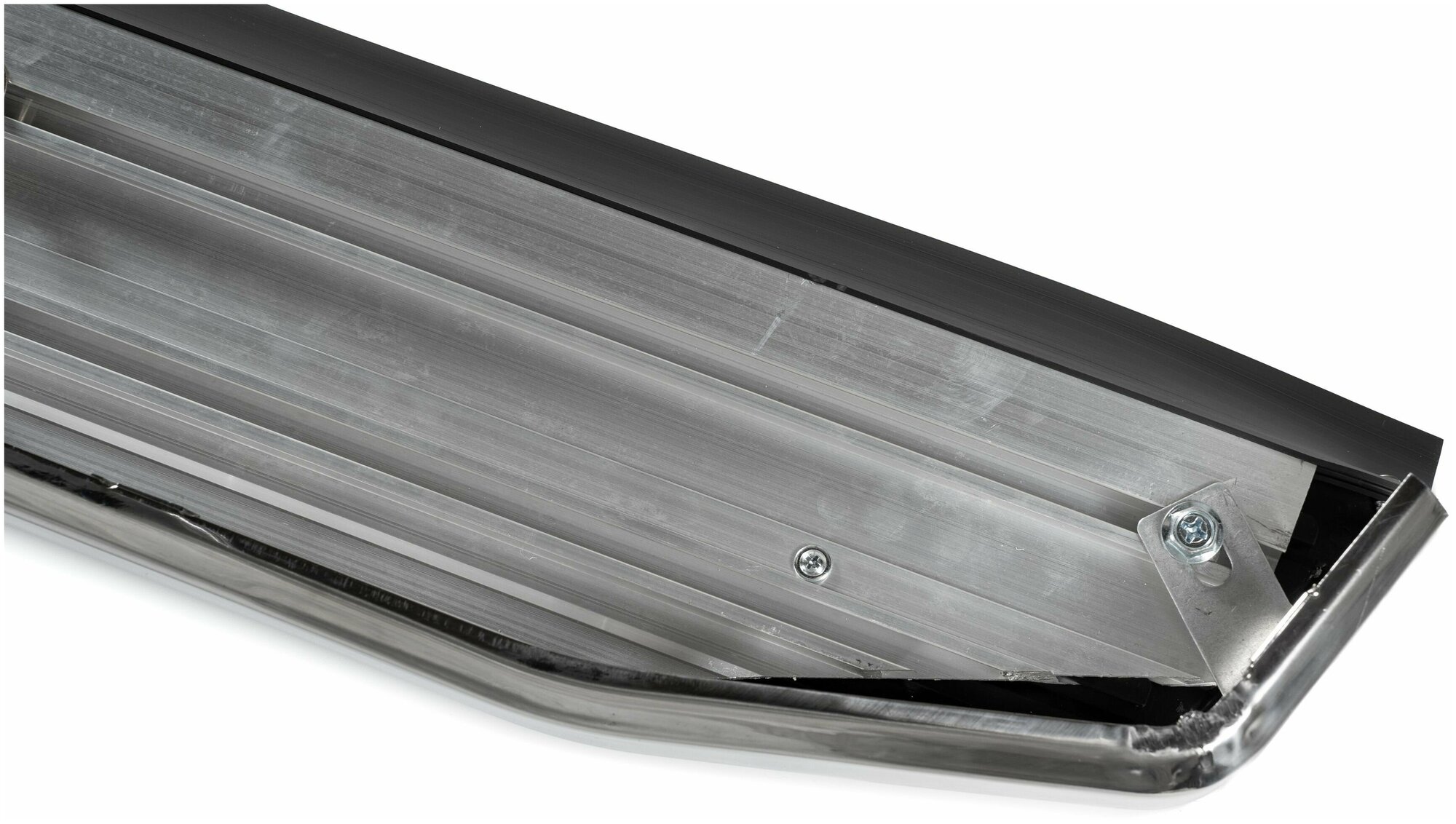 Пороги подножки алюминиевые с кантом из нержавейки для Hyundai Santa Fe (Хендай Санта Фе)2006-2012 с крепежом