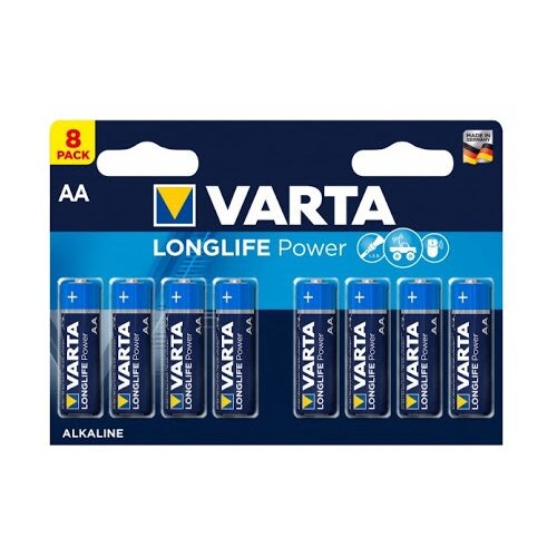 Батарейка VARTA LONGLIFE Power AA, в упаковке: 8 шт. varta батарейка алкалиновая varta longlife power aa lr6 8bl 1 5в блистер 8 шт