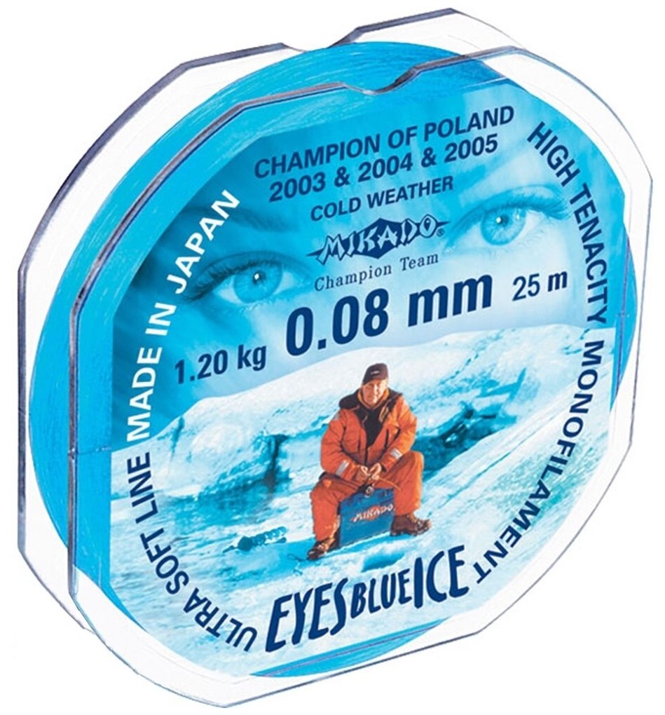 Леска мононить Mikado EYES BLUE ICE 0,08 (25 м) - 1.20 кг.