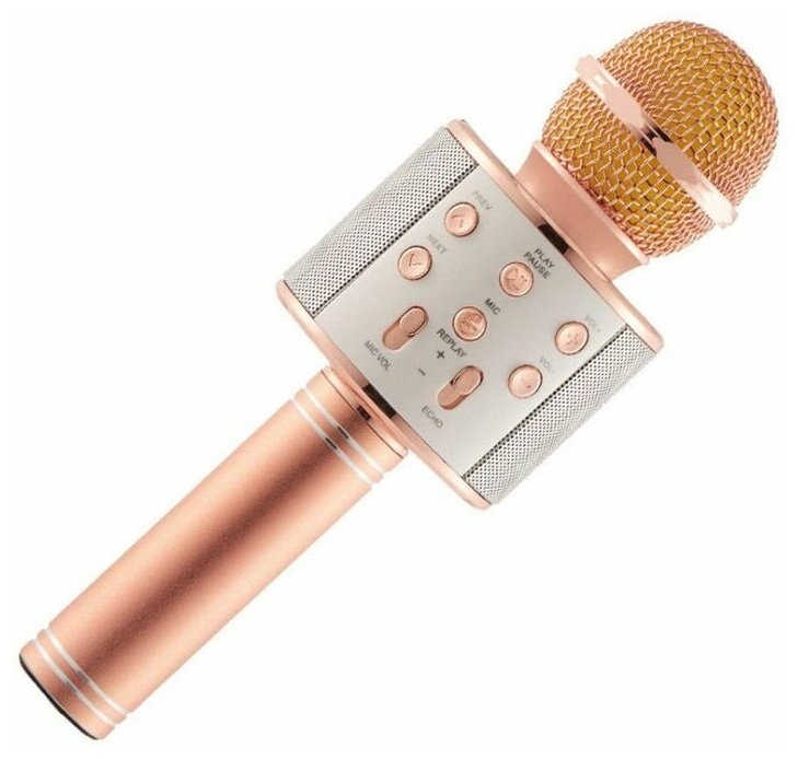 Беспроводной караоке микрофон со встроенной колонкой Розовый
