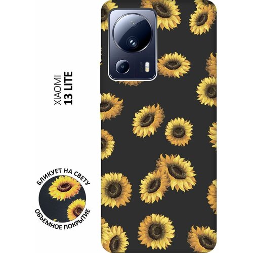 Матовый чехол Sunflowers для Xiaomi 13 Lite / Сяоми 13 Лайт с 3D эффектом черный матовый чехол sweater для xiaomi 13 lite сяоми 13 лайт с 3d эффектом черный