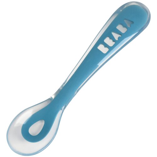 фото Эргономическая ложка beaba 2nd age silicone spoon голубой