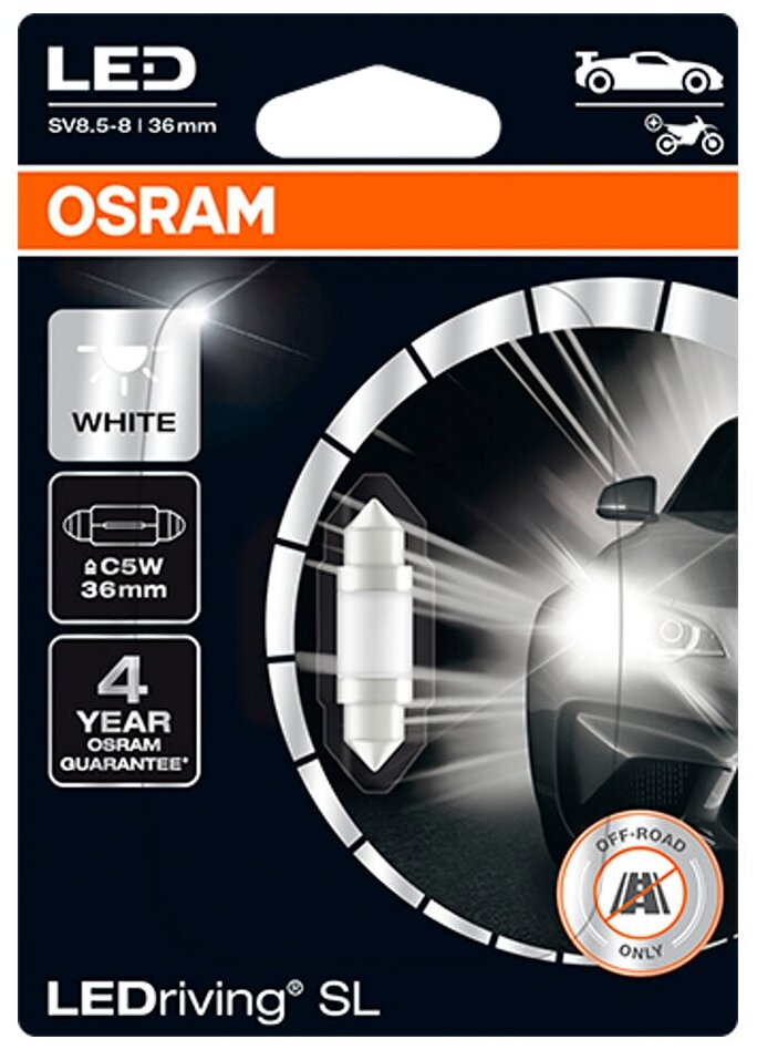 6418DWP01B Лампа автомобильная светодиодная Osram LEDriving SL 6418DWP-01B C5W 12W 0,6W 1