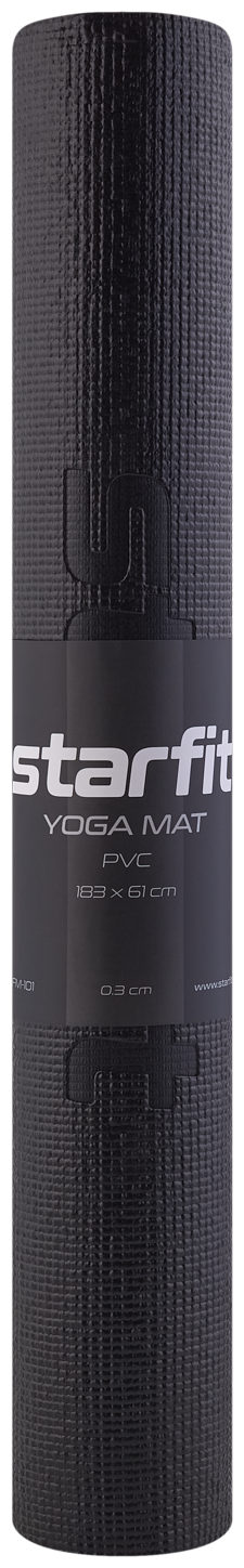 Коврик для йоги и фитнеса STARFIT FM-101 PVC, 0,3 см, 183x61 см, черный