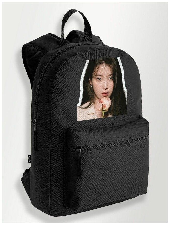 Черный школьный рюкзак с DTF печатью музыка АйЮ IU, певица, Ли Чжи Ын, актриса, певица, K-pop - 179