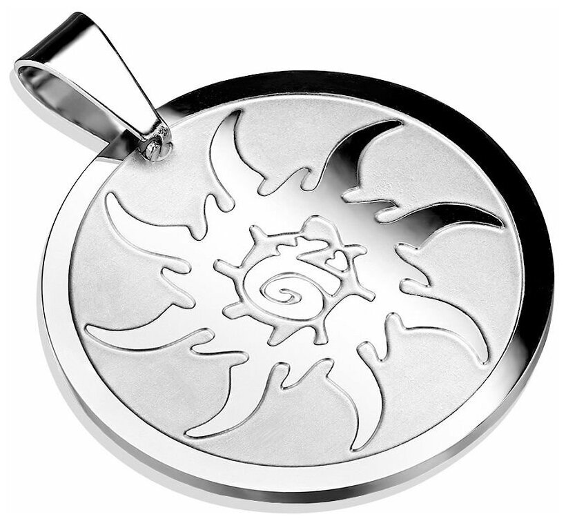 Кулон подвеска на шею мужская женская медальон с солнцем бижутерия под серебро