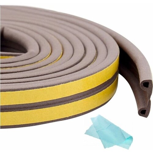 Самоклеящийся уплотнитель для дверей и окон ТДВ Р профиль, 9х5,5 мм, коричневый 1502011