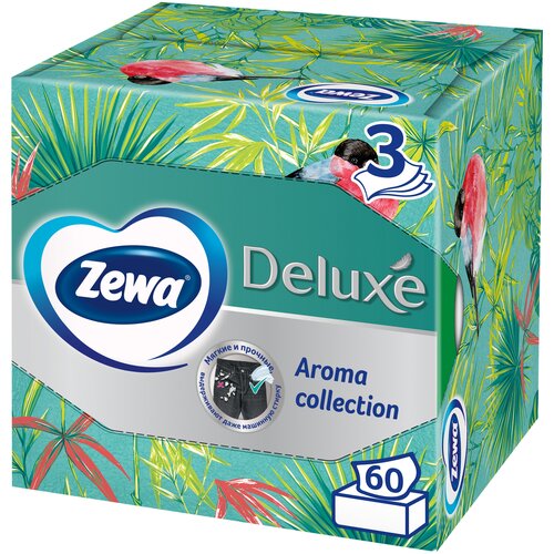 Салфетки бумажные в коробке Zewa Deluxe Арома Коллекция, 3 слоя, 60 шт.