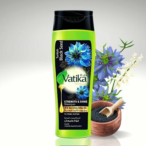 Dabur Vatika Шампунь с черным тмином Сила и блеск (Black Seed) / Ватика 400 мл кондиционер dabur vatika с индийской хной 400 мл придает волосам шелковистость и мягкость