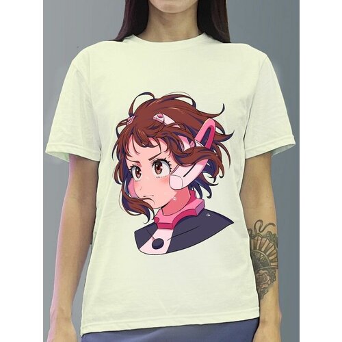 фото Футболка женская белая молочный оттенок из хлопка с dtf рисунком аниме my hero academia - 918 будь на стиле