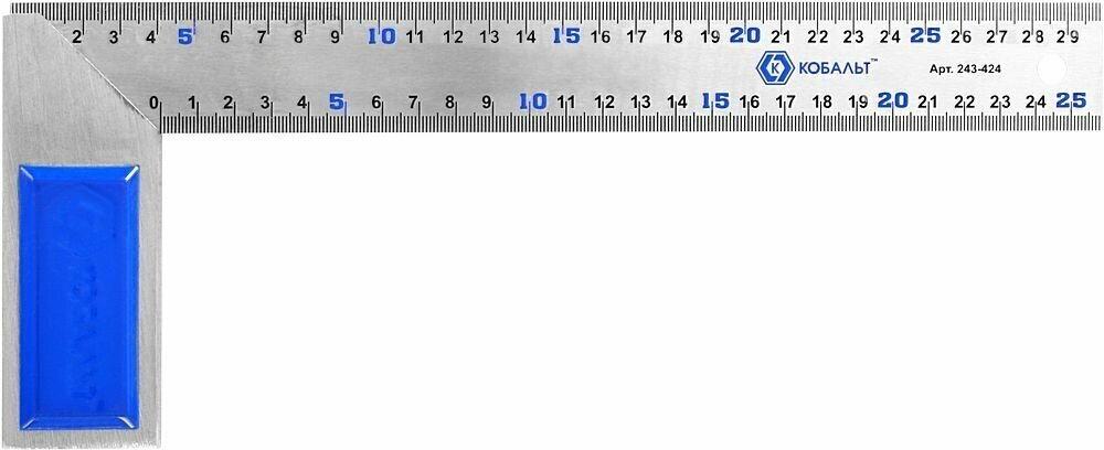 Угольник кобальт столярный 300 мм, нерж. сталь , чугунное основание (243-424)
