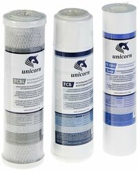 Unicorn К-СB Комплект картриджей для питьевых систем PS-10, FCB-10, FCBL-10 (УЛУЧШЕННАЯ ОЧИСТКА), 3 шт.
