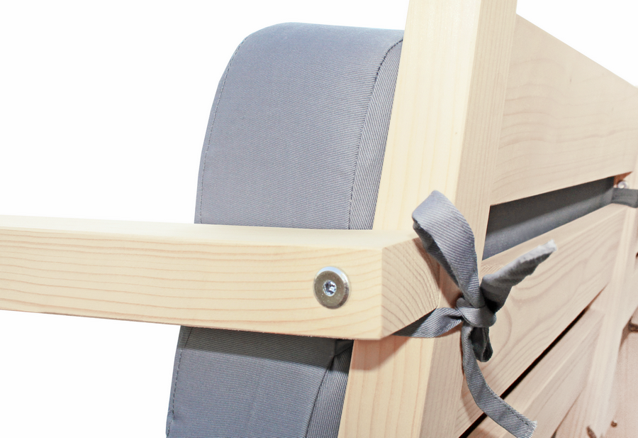 Кресло Лаунж с подушками и пуфиком для ног (оттоманкой) деревянное КМЛ-02 твил