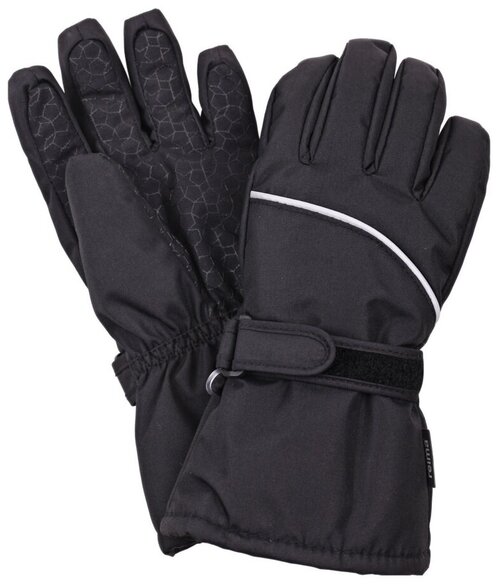 Перчатки Reima зимние, светоотражающие детали, мембранные, размер 6 (8-10л), черный