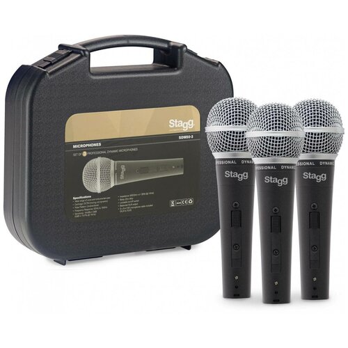 Микрофонный комплект Stagg SDM50-3 разъем XLR 3 pin M черный 3 шт 543000₽