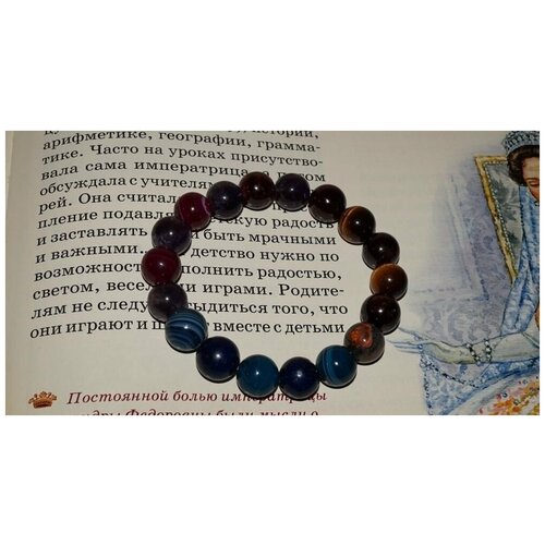фото Славянский оберег, плетеный браслет coliete браслет из камней"для стрельца на удачу", содалит, яшма, тигровый глаз, аметист, агат, лазурит, 2 шт., черный, коричневый