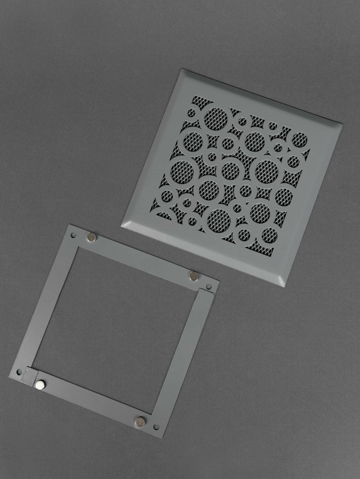 Решетка вентиляционная на магнитах 150x150 мм. съемная (РП150 кольцо) металлическая от производителя Родфер - фотография № 8