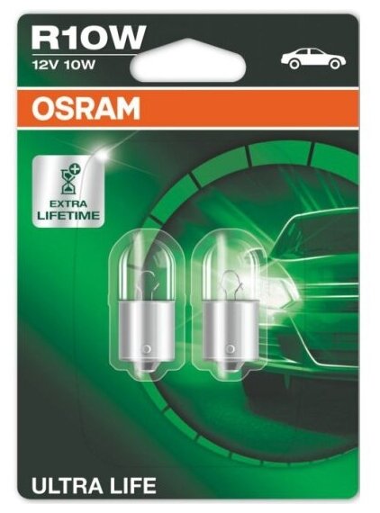 Лампа автомобильная Osram Ultra Life R10W (BA15s) (бл. 2шт) 12V, 5008ULT-02B