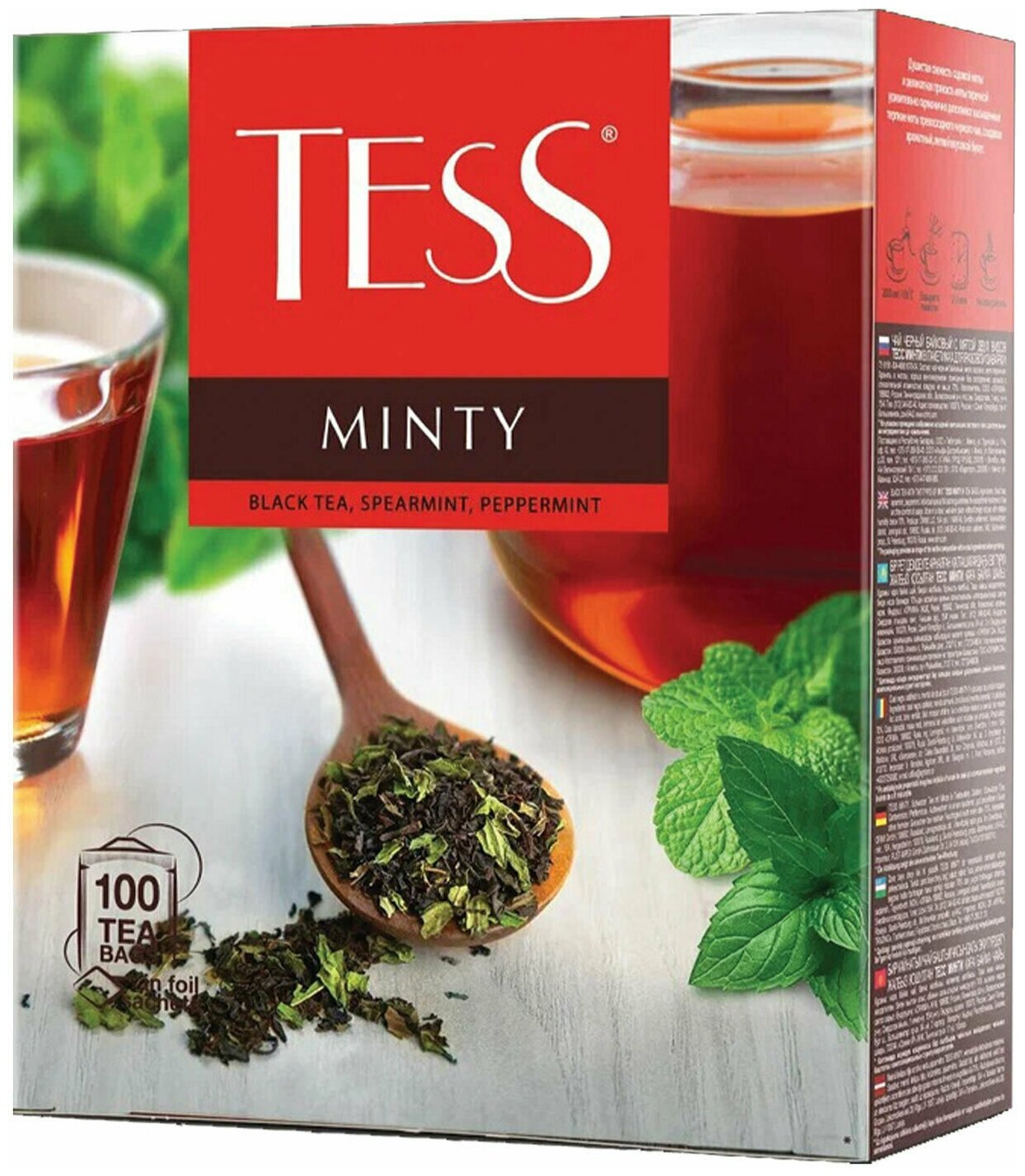 Чай TESS (Тесс) "Minty" черный с мятой 100 пакетиков по 15 г 1663-09