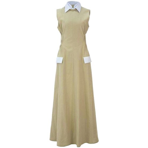 фото Платье william fan, лен, повседневное, размер m, бежевый