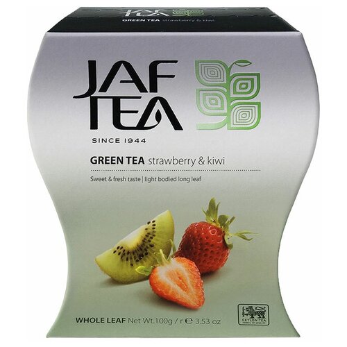 Чай зеленый Jaf Tea Silver collection Strawberry & Kiwi, киви, шиповник, клубника, классический, 100 г, 1 пак.