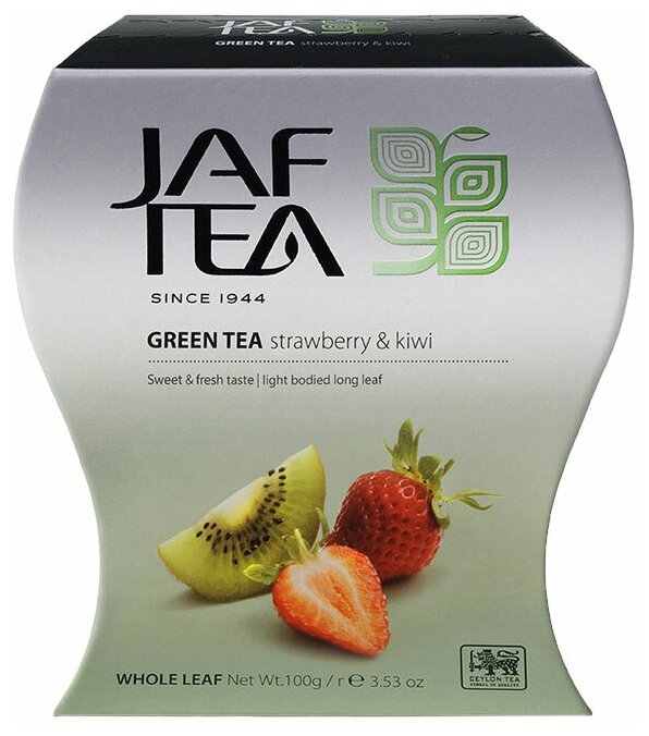 Чай зелёный JAF TEA Strawberry Kiwi листовой с клубникой и киви, 100 г.