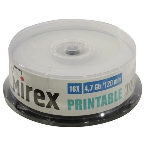 диск dvd r mirex 4 7gb 16x printable bulk упаковка 100 шт Диск DVD+R, 4.7 Гб (25 штук)