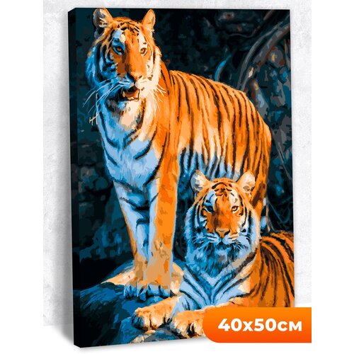 Картина по номерам на холсте на подрамнике LORI Тигры 40х50 см, Им-Рхб-078 картина по номерам на холсте на подрамнике lori тигры 40х50 см им рхб 078