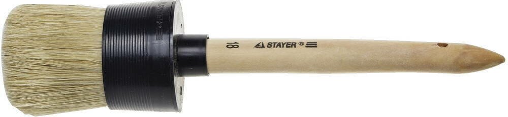 STAYER UNIVERSAL 60 мм, пластмассовый корпус, светлая натуральная щетина, деревянная ручка, Круглая кисть, MASTER (0141-60) - фотография № 2