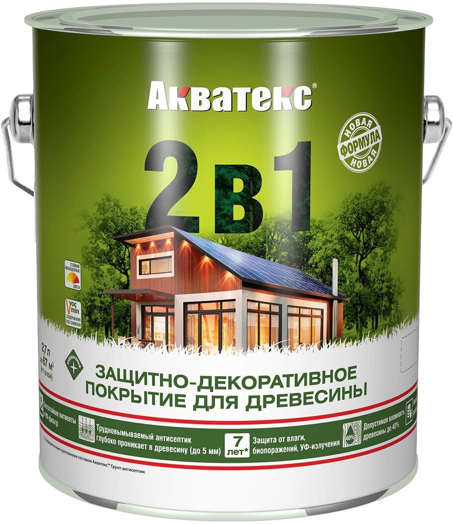 Защитно-декоративное покрытие для древесины Акватекс 2,7 л бесцветный - фотография № 1