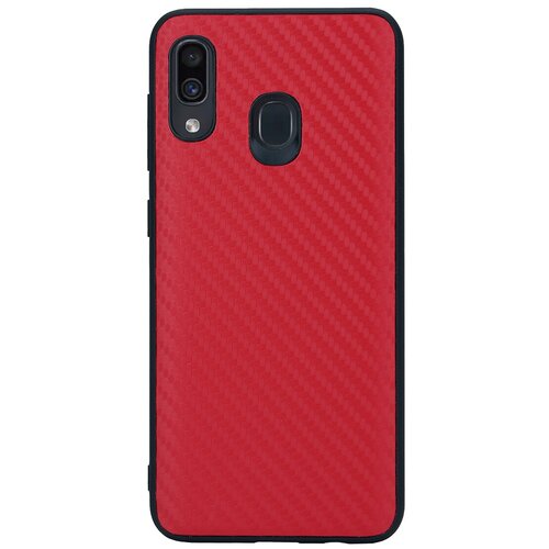 Чехол G-Case Carbon для Samsung Galaxy A20, Galaxy A30, красный чехол книжка mypads для samsung galaxy a20 sm a205f 2019 galaxy a30 sm a305f 2019 прошитый по контуру с необычным геометрическим швом красн