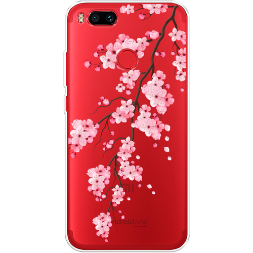 Силиконовый чехол на Xiaomi Mi A1 / Сяоми М1 А1 Розовая сакура, прозрачный