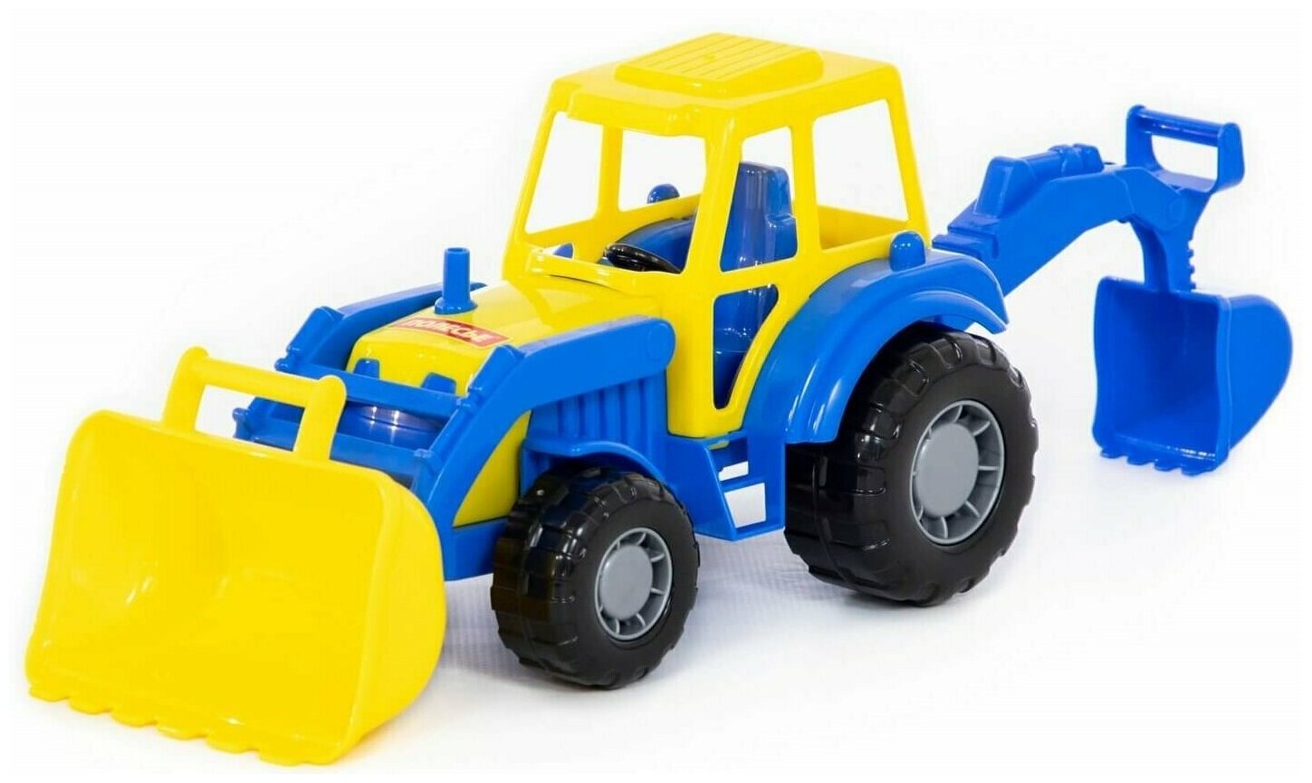 Трактор-экскаватор,"Мастер" сине-желтый