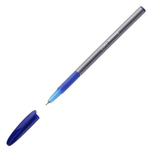 фото Ручка шариковая office grip, узел 1.0 мм, резиновый упор, чернила синие, корпус серый, 50 шт. cello