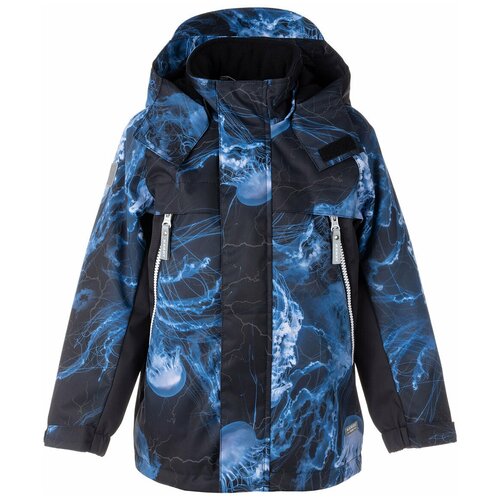 фото Куртка для мальчиков wind k23024-6366 kerry, размер 128, цвет 6366-синий со светоотражающим рисунком