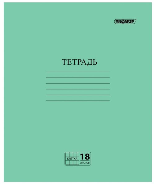 Пифагор Тетрадь 104986, клетка, 18 л., 25 шт., зеленый